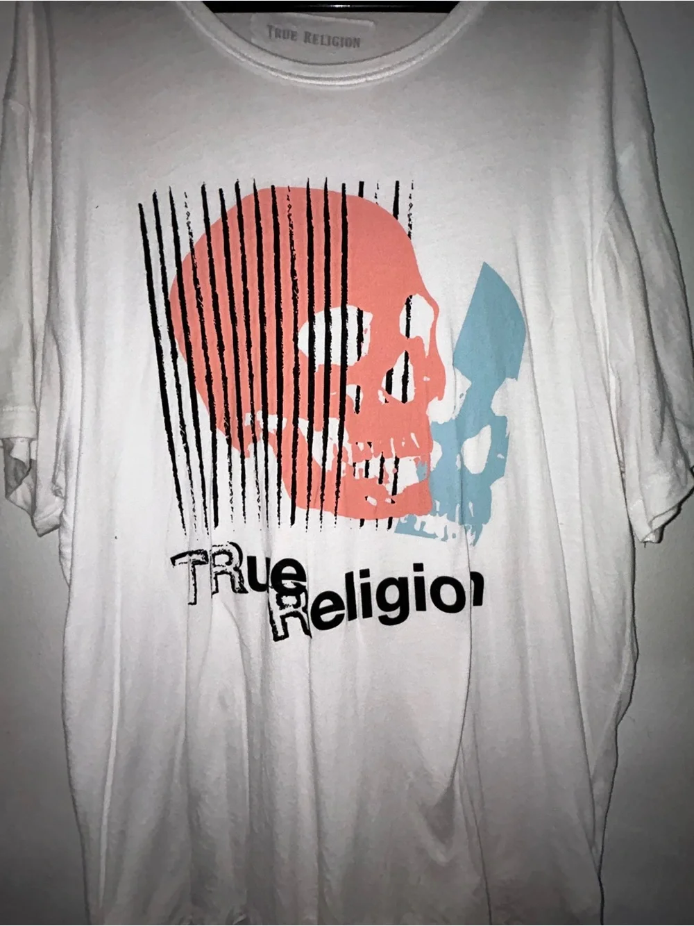 True Religion Men’s White Graphic Skull Tee Size XXL